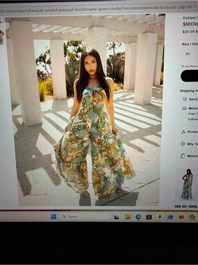 Fashion Nova Green Multicolor Wide-Leg Printed Jumpsuit
